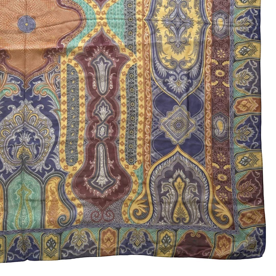 エトロ　シルク100% 大判スカーフ　透け感　ペイズリー　マルチカラー