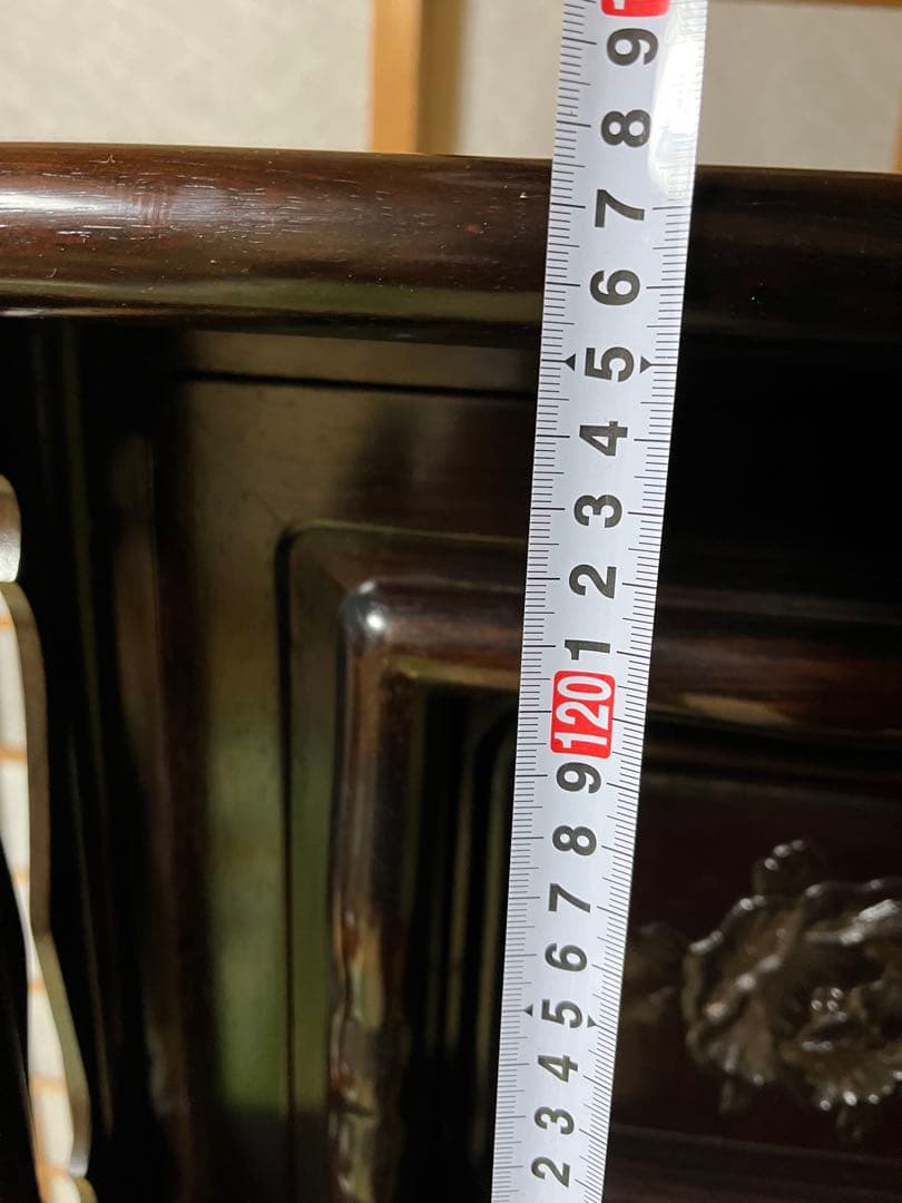 【2/8迄の出品】唐木 棚　無垢 茶棚 高さ違い棚 茶箪笥 レトロ　送料込