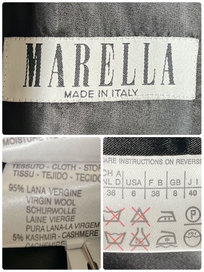 MARELLA マキシ丈　ダブル　ロングコート　カシミヤ混　イタリア製　黒