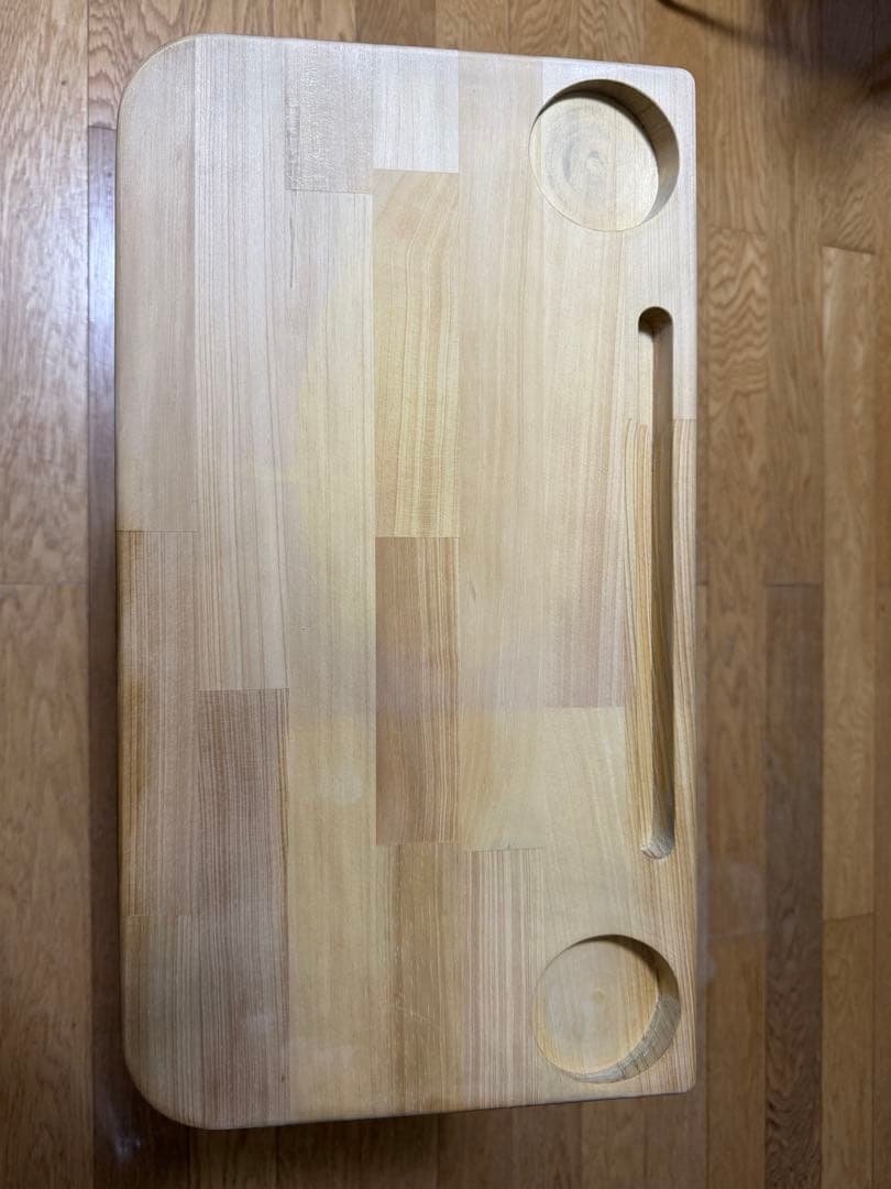 ごろ寝サポートスマホホルダー　サイドテーブル 木製天板 ドリンクホルダー付き