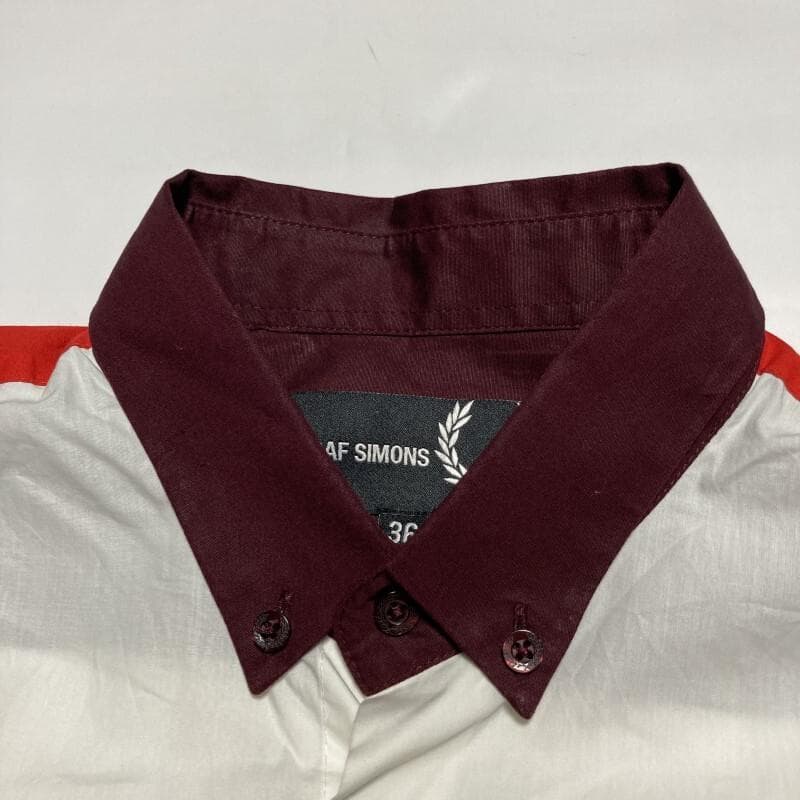 ラフシモンズ×フレッドペリー★激レア★パネル切替クレイジー 長袖BDシャツ 36