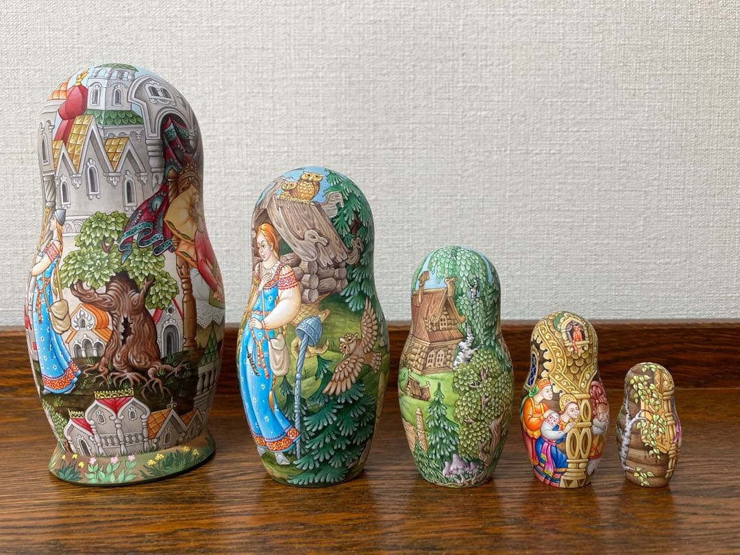 ロシア雑貨☆ロシア民話マトリョーシカ『鷹フィニストの羽根』(5P)オルガ作