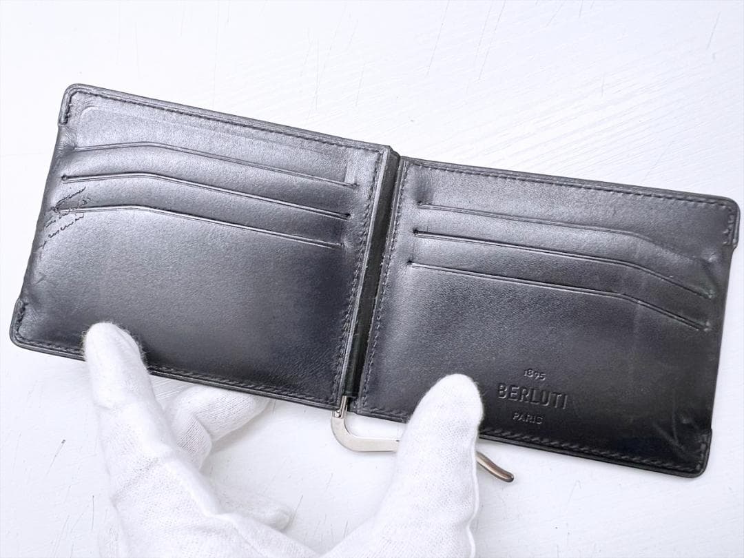 美品　ベルルッティ　アッサオ　スクリットレザー　ビルクリップ　マネークリップ