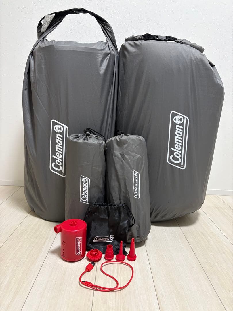 Colemanインフレーターマットハイピークダブルピロー2個セットモバイルポンプ