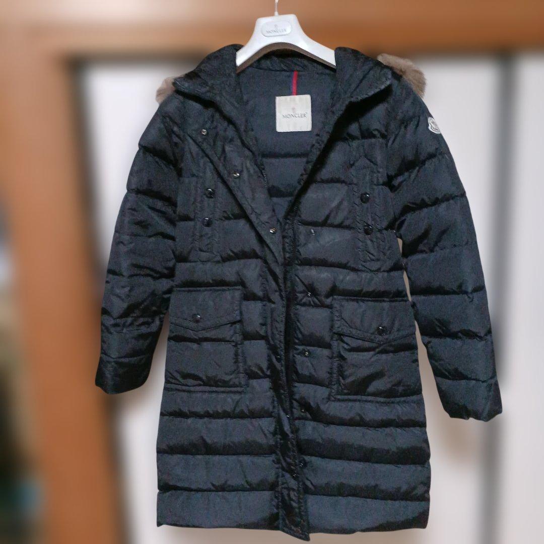 MONCLERブラックロングコートサイズ0(国内正規品)