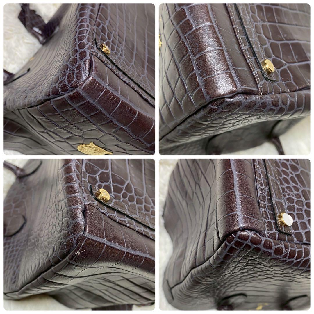 新品タグ付✨A.D.M.J.トートバッグクロコ型押し焦茶×内マルチカラー付属品⭕️