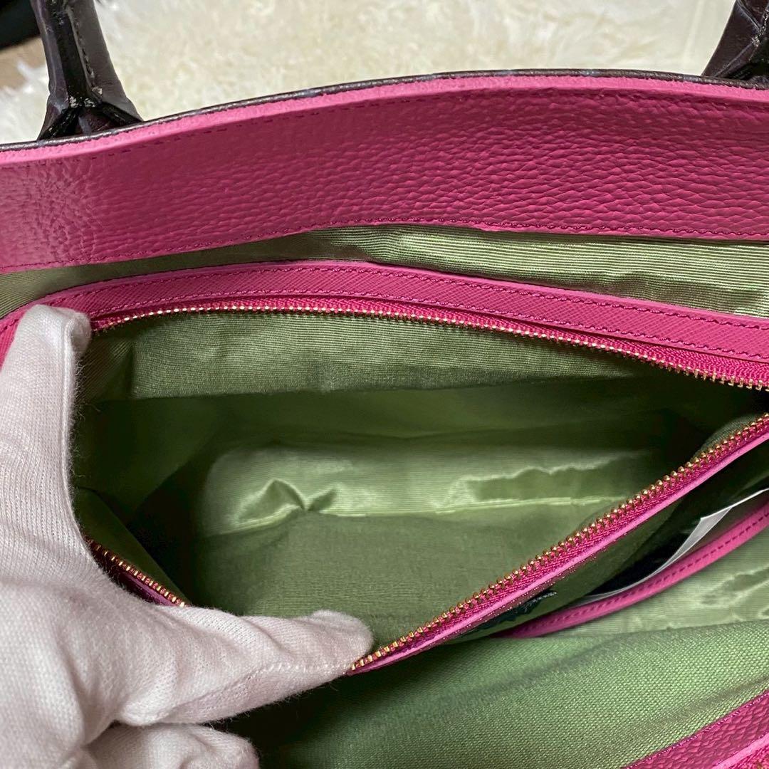 新品タグ付✨A.D.M.J.トートバッグクロコ型押し焦茶×内マルチカラー付属品⭕️