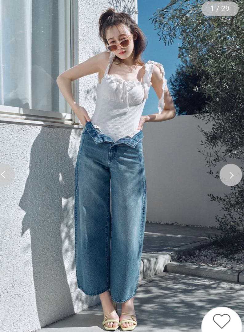 ショルダーリボンスウィムウェア　ホワイト