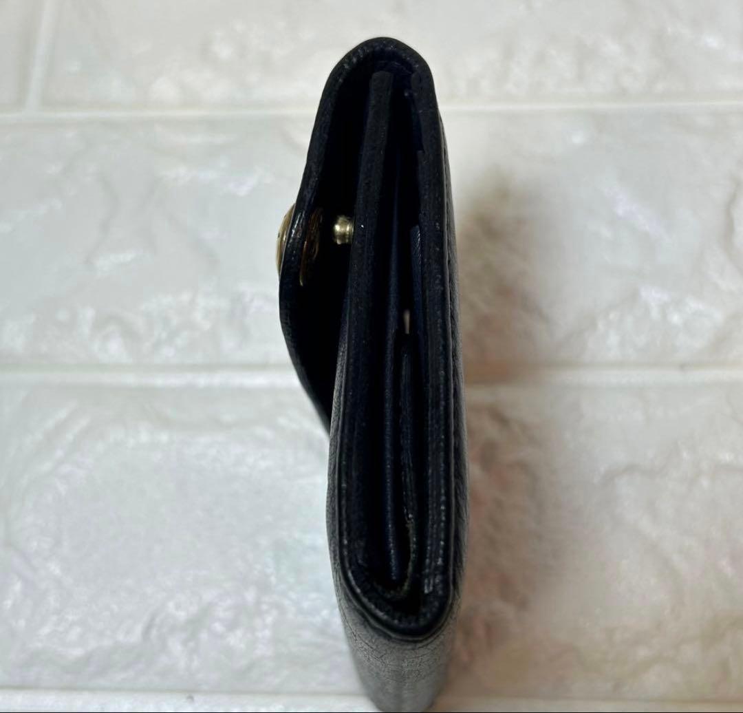 イルビゾンテ　三つ折り財布　ミニウォレット　シボ革　レザー　ネイビー