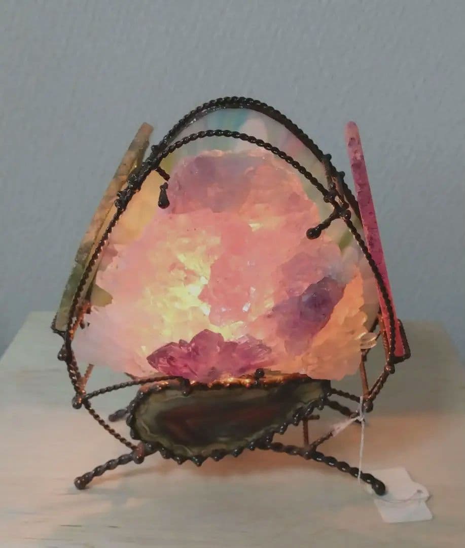 ♥天然石オブジェランプ（フラワーアメジスト）✨