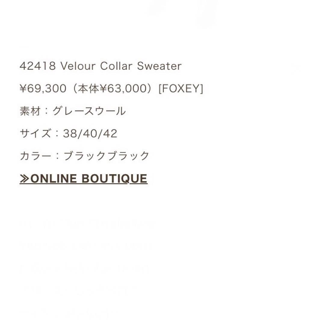 ◎出品2月10日まで◎フォクシー　ニット　襟付き　ベロア