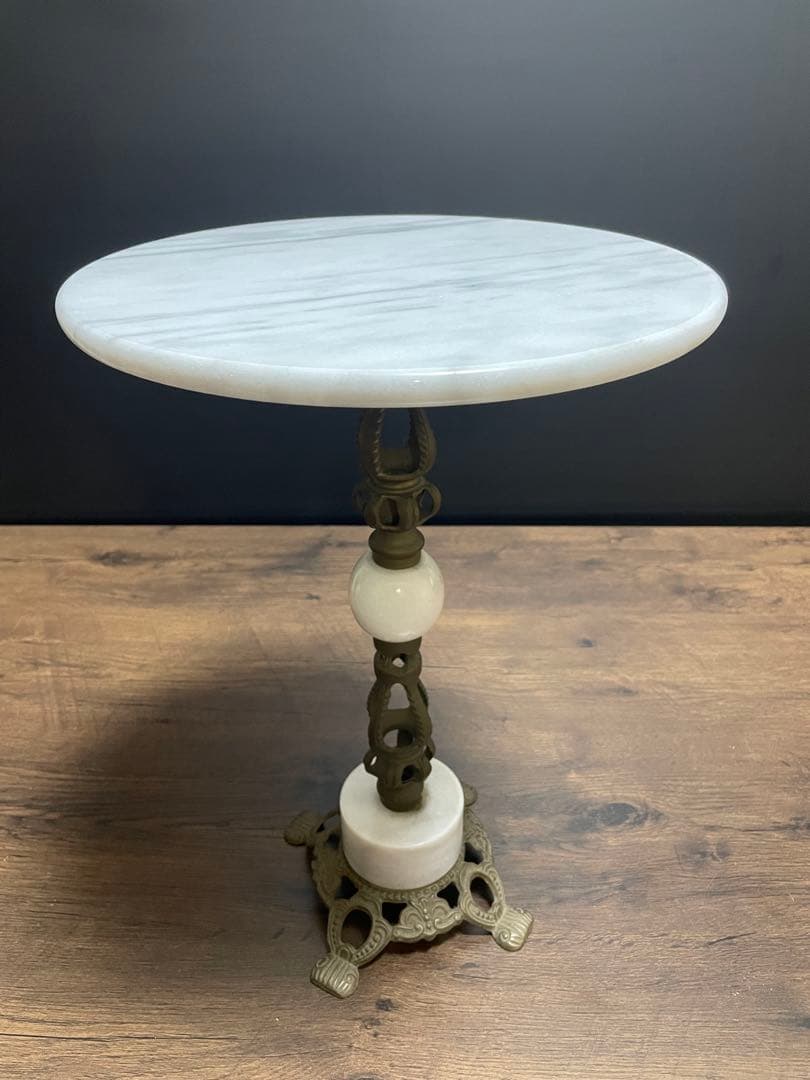 大理石 サイドテーブル 真鍮 コンソールテーブル インテリア 花台 アンティーク