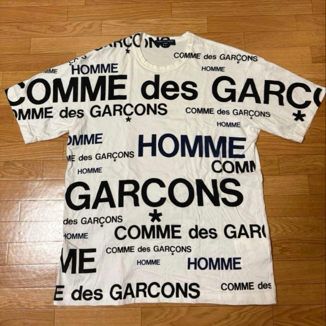 コムデギャルソンオム ロゴ Tシャツ 白 Sサイズ