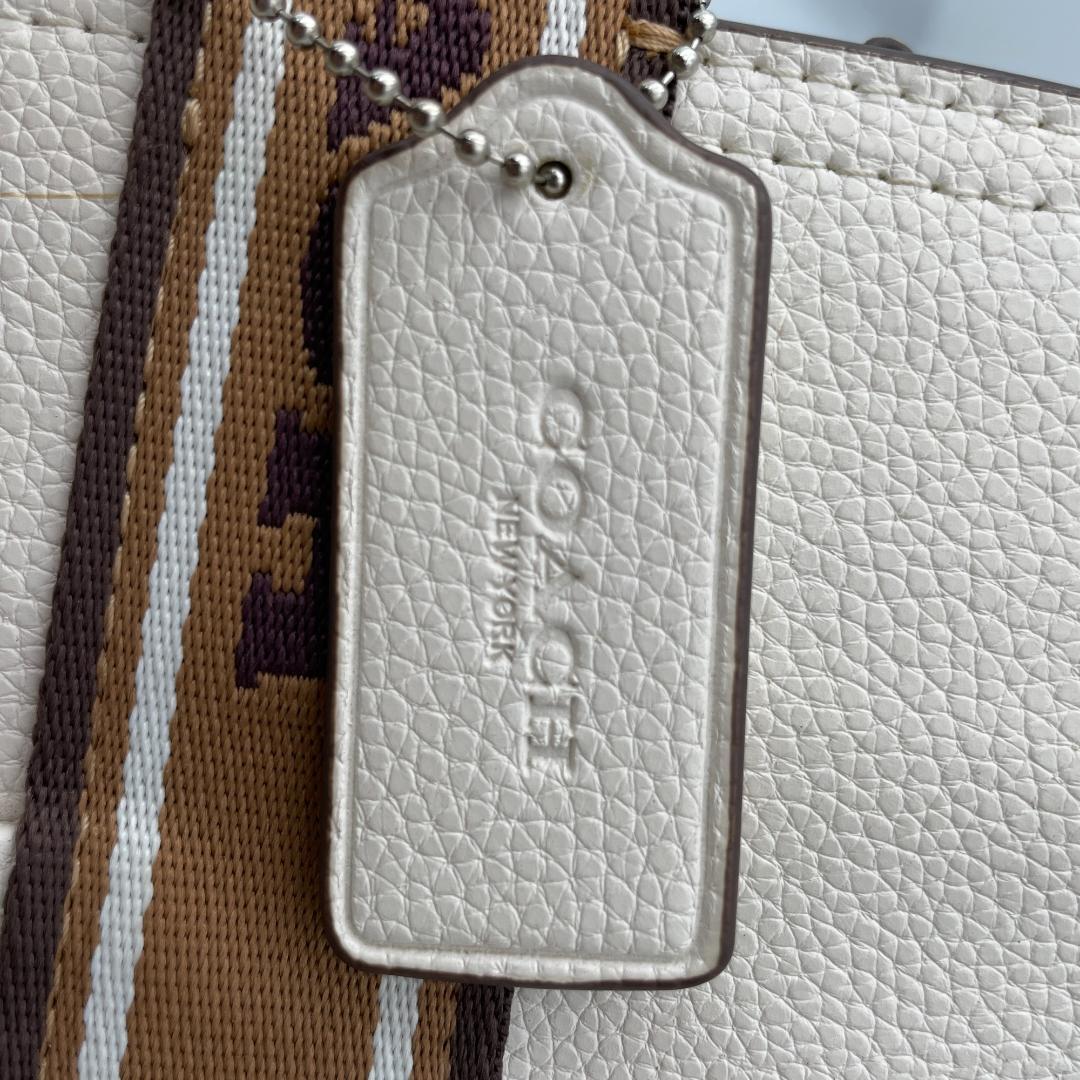良品 COACH トートバッグ レザー ホワイト スミス 2way CM067