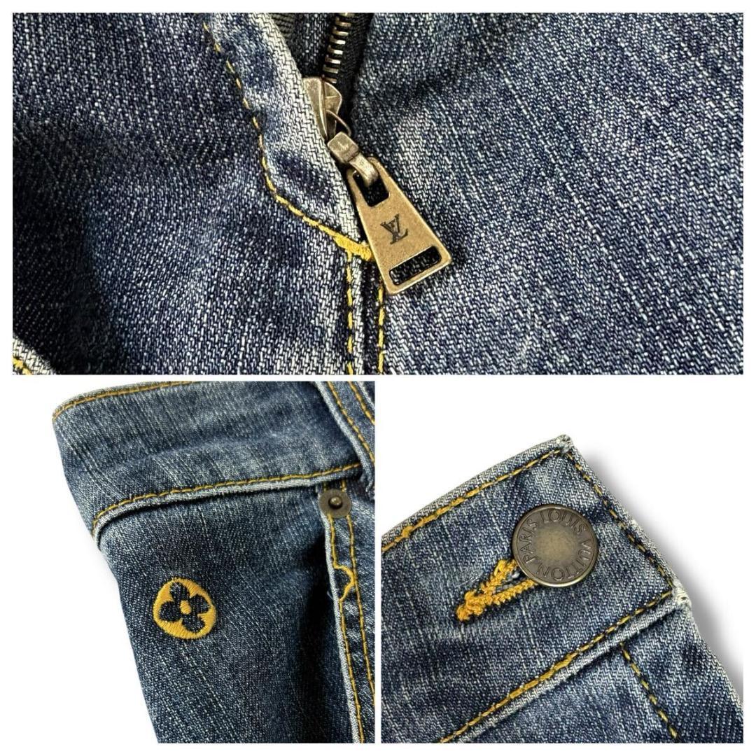 【美品】ルイヴィトン デニム膝丈フレアスカート 38サイズ イタリア製