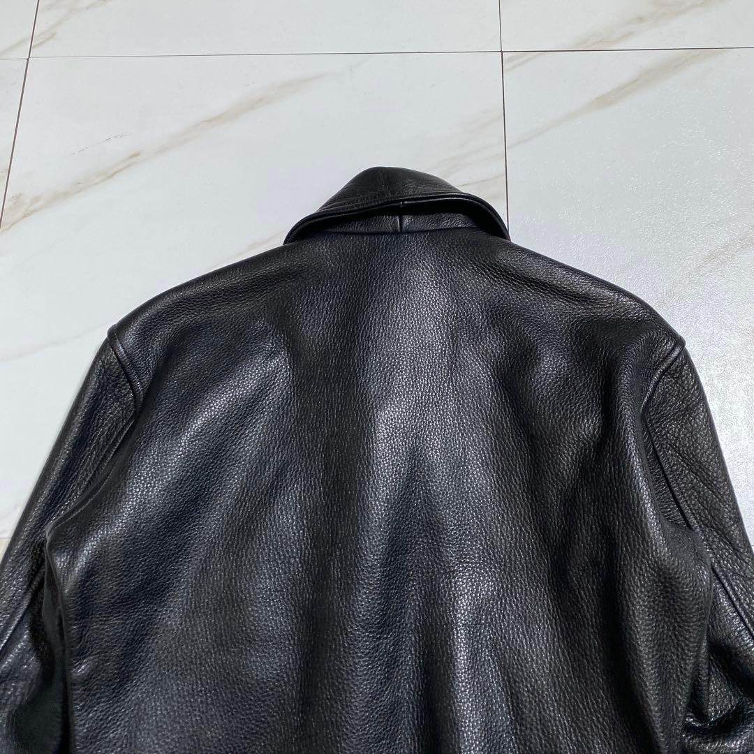 希少♡ヴィンテージ 肉厚 短丈 カウレザージャケット 光沢 シボ革 牛革 L