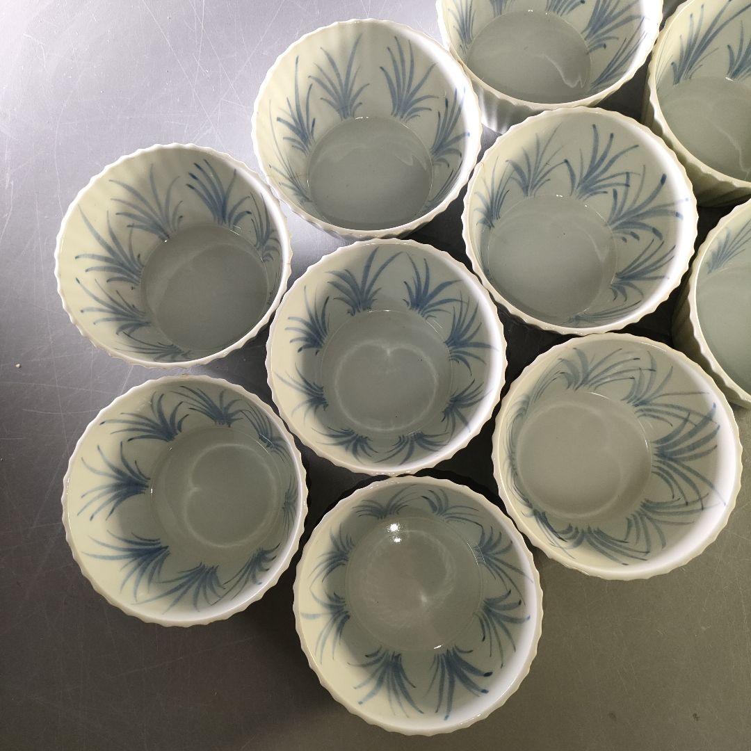 A1258-8/在銘/染付唐草文向付19客/銘々皿/飾鉢/盛鉢/菓子鉢/懐石道具
