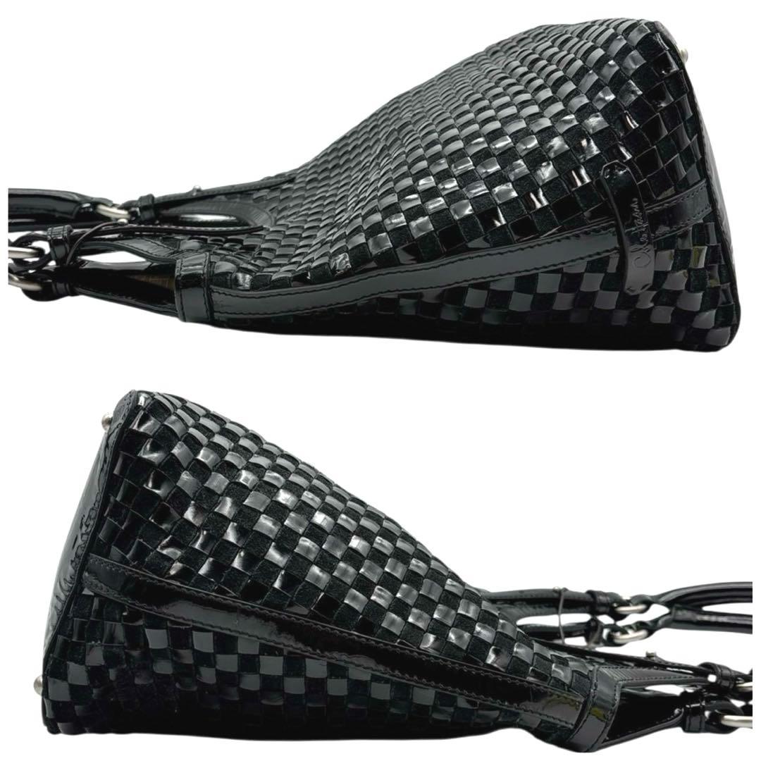 未使用品◎ コールハーン A4可 肩かけ可 トートバッグ 編み込みデザイン 黒