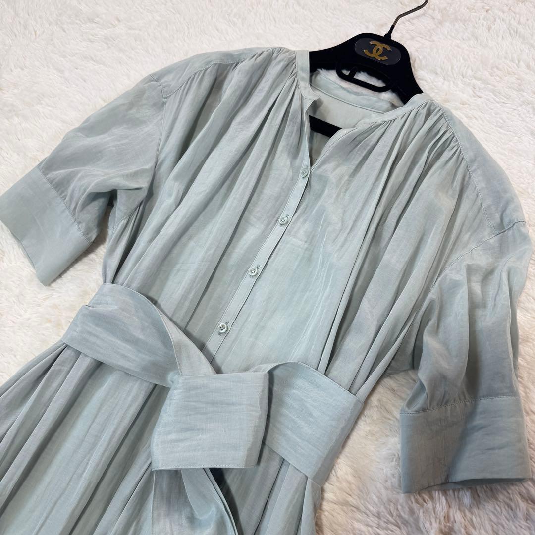 美品 ANAYI 淡い グリーン ロングワンピース 現行 36 Sサイズ ベルト