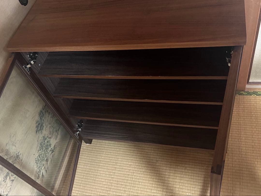 無印良品 ウォールナット材キャビネット 脚付き 観音扉 廃盤モデル