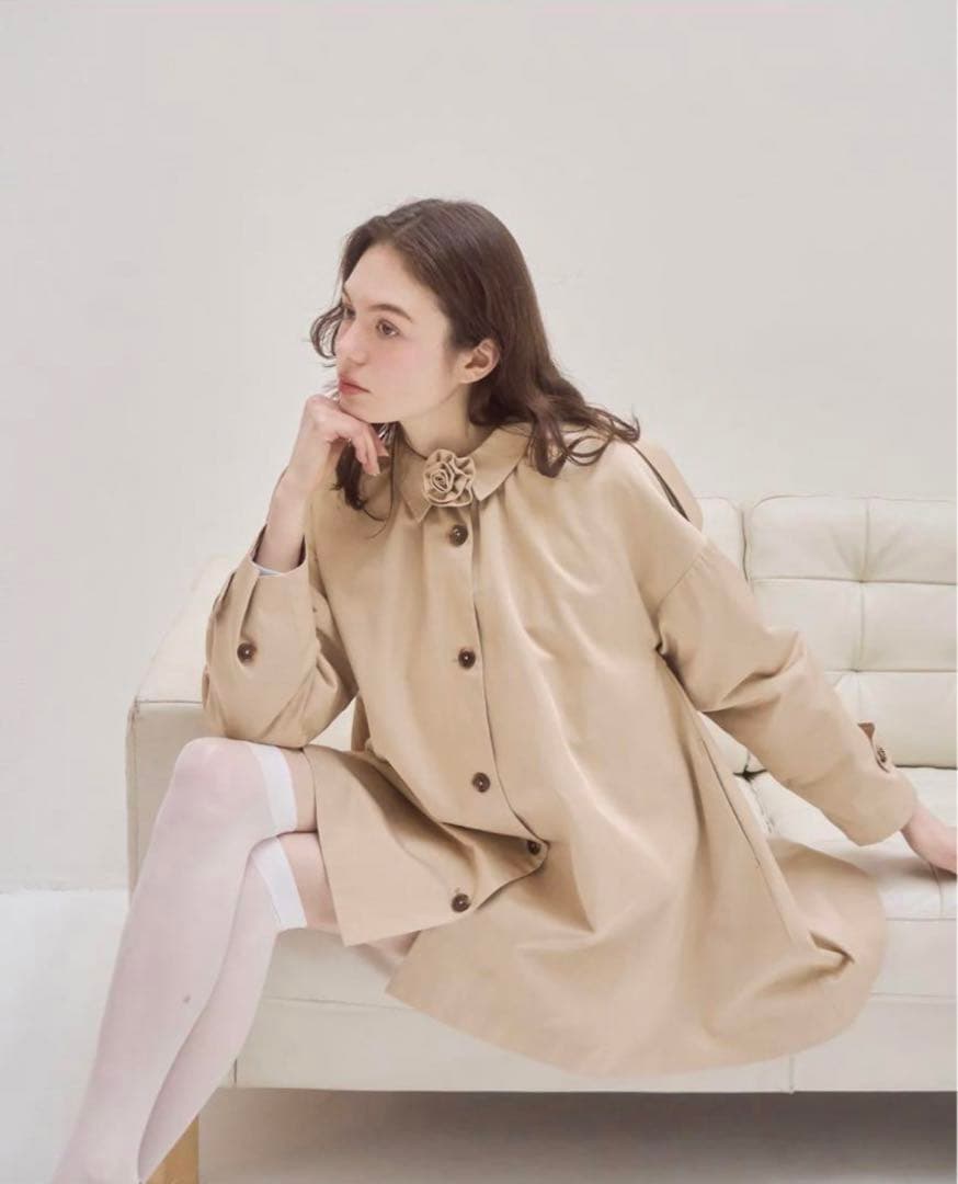 ジャケット・アウター muguet rose midi trench coat dark beige