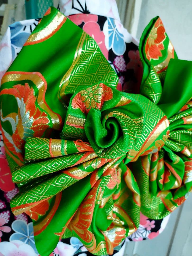 ☆グリーンの作り帯☆七五三ハーフ成人式