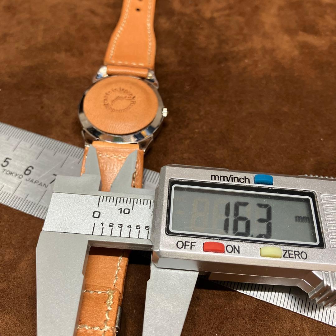 USA天然石ターコイズ入り文字盤牛革ヌメ腕時計(メンズサイズ)幸福を招く空色の石