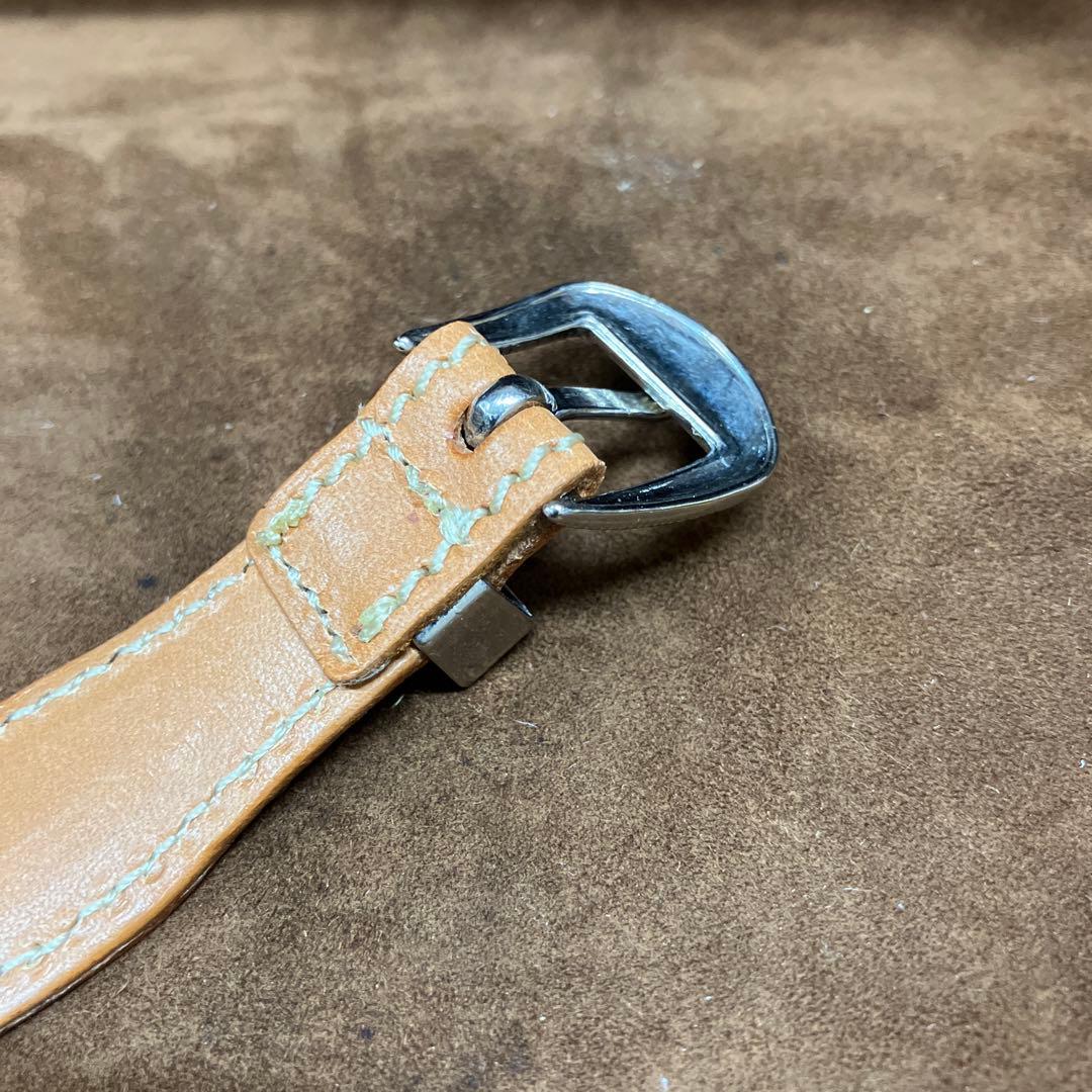 USA天然石ターコイズ入り文字盤牛革ヌメ腕時計(メンズサイズ)幸福を招く空色の石