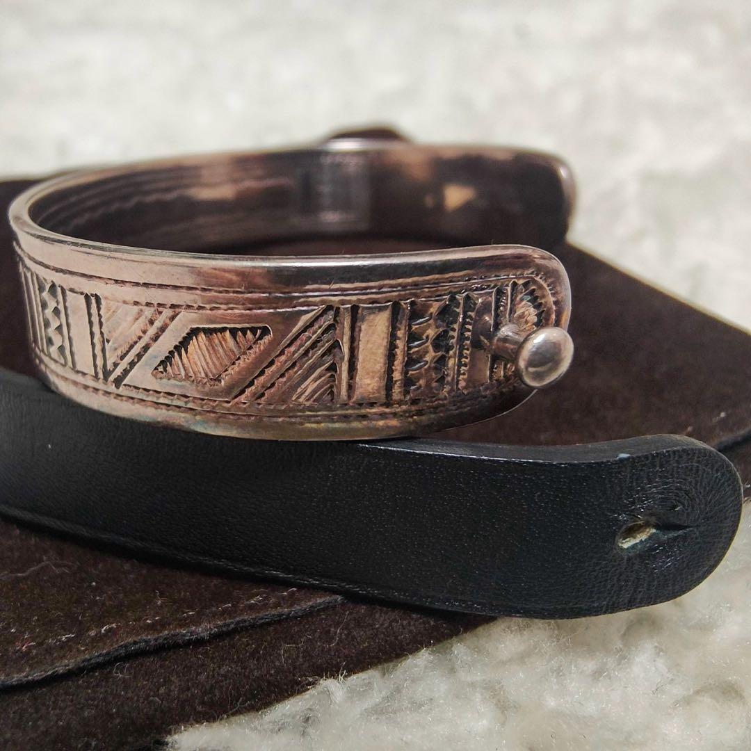 【極美品】HERMES トゥアレグ バングル レザー シルバー 刻印 T6