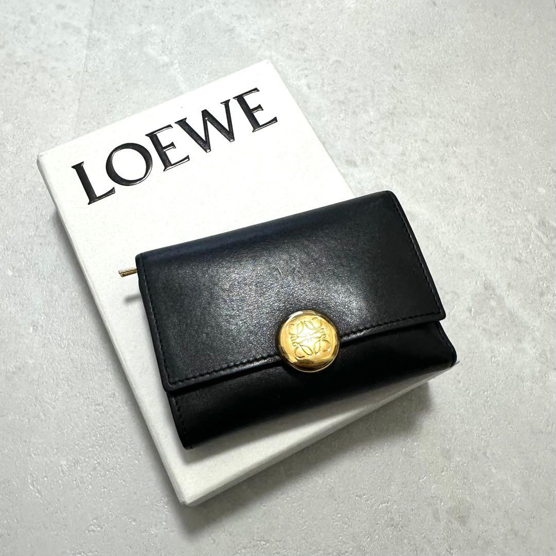 LOEWE 三つ折り財布　ぺブル バーティカル ウォレット スモール