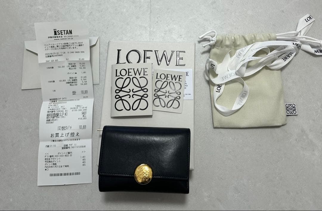 LOEWE 三つ折り財布　ぺブル バーティカル ウォレット スモール