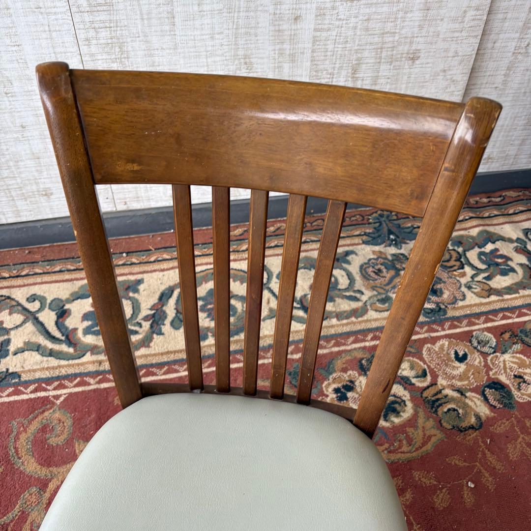 ① 昭和レトロ カリモク ダイニングチェア 木製椅子 古家具 グレー ビンテージ