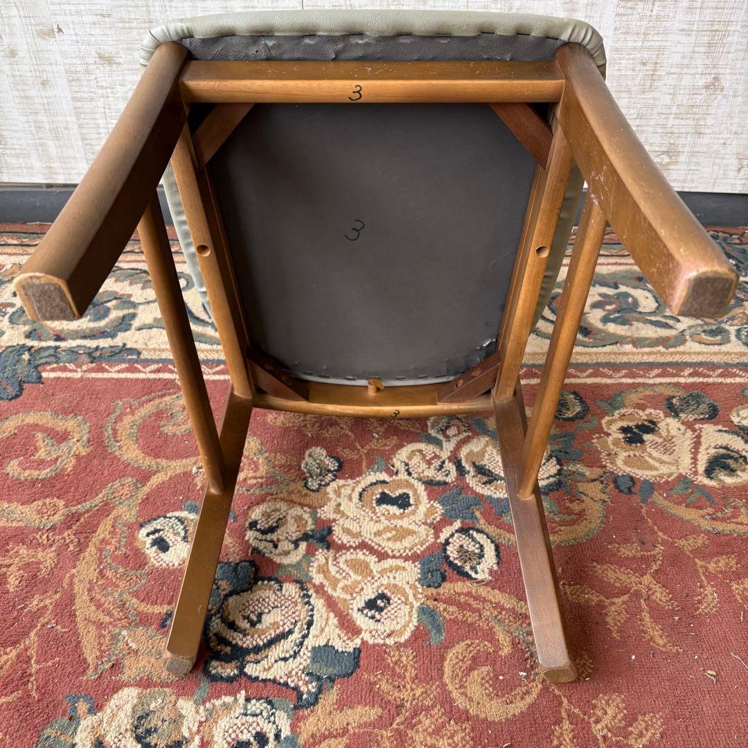 ① 昭和レトロ カリモク ダイニングチェア 木製椅子 古家具 グレー ビンテージ