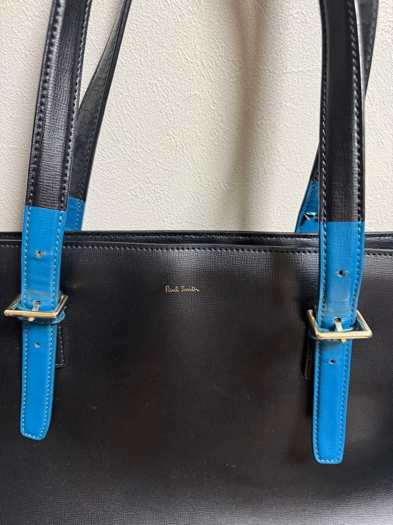 Paul Smith 黒と青のレザートートバッグ