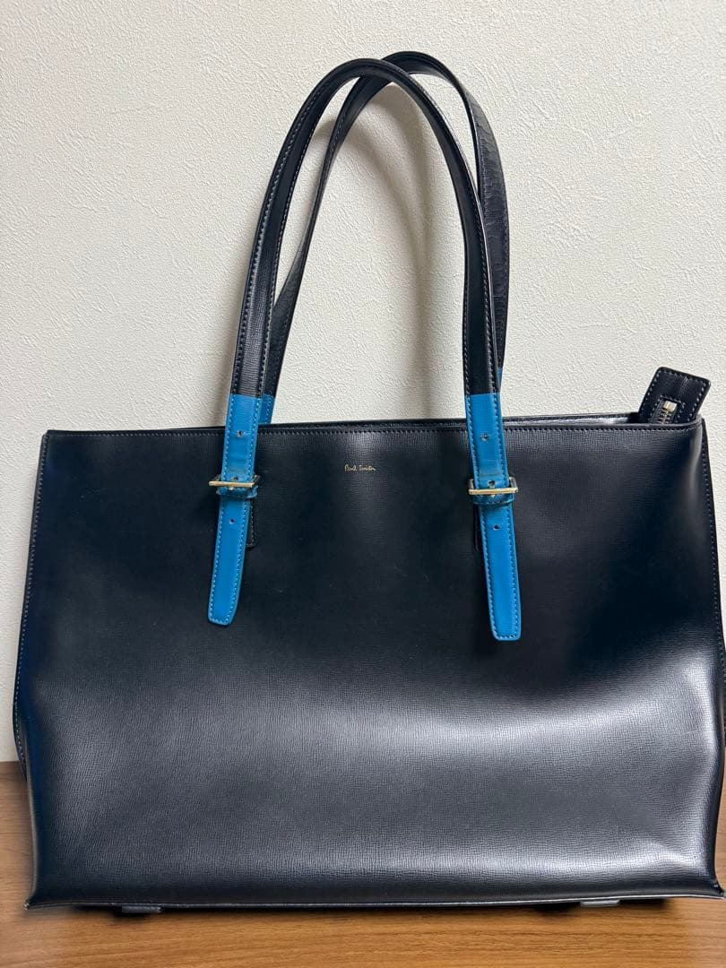 Paul Smith 黒と青のレザートートバッグ