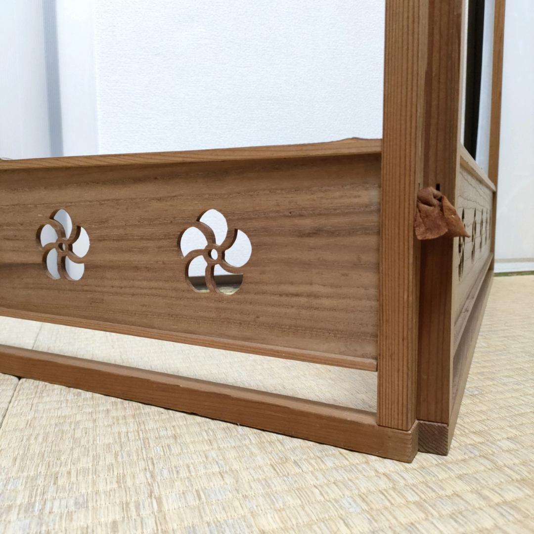 茶道具 風炉先 屏風 捻梅透かし 赤杉 胡麻竹 組立 時代物