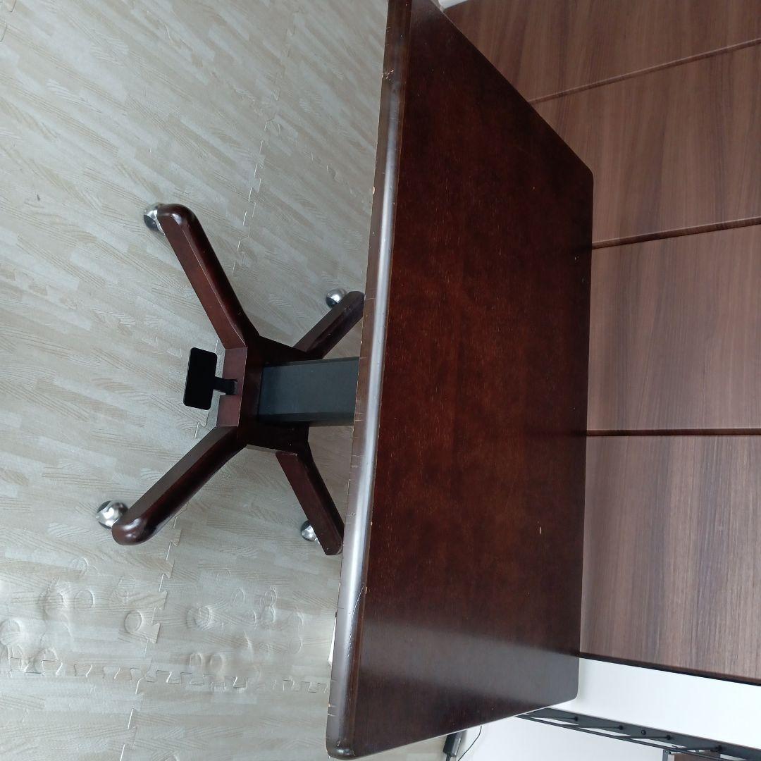 ダークブラウン 木製ダイニングテーブル　高さ調節可能（53㌢～65㌢）