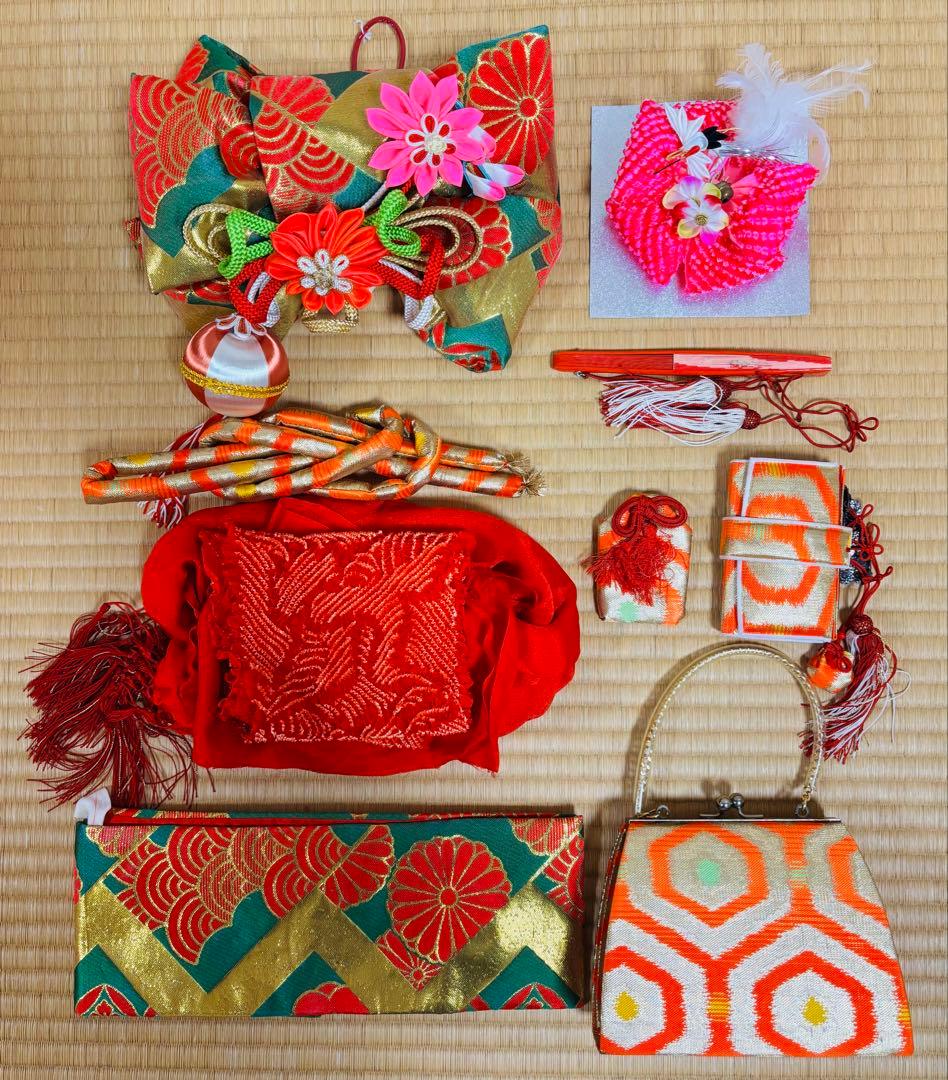 千總　着物　女の子　花柄着物　帯　小物類セット