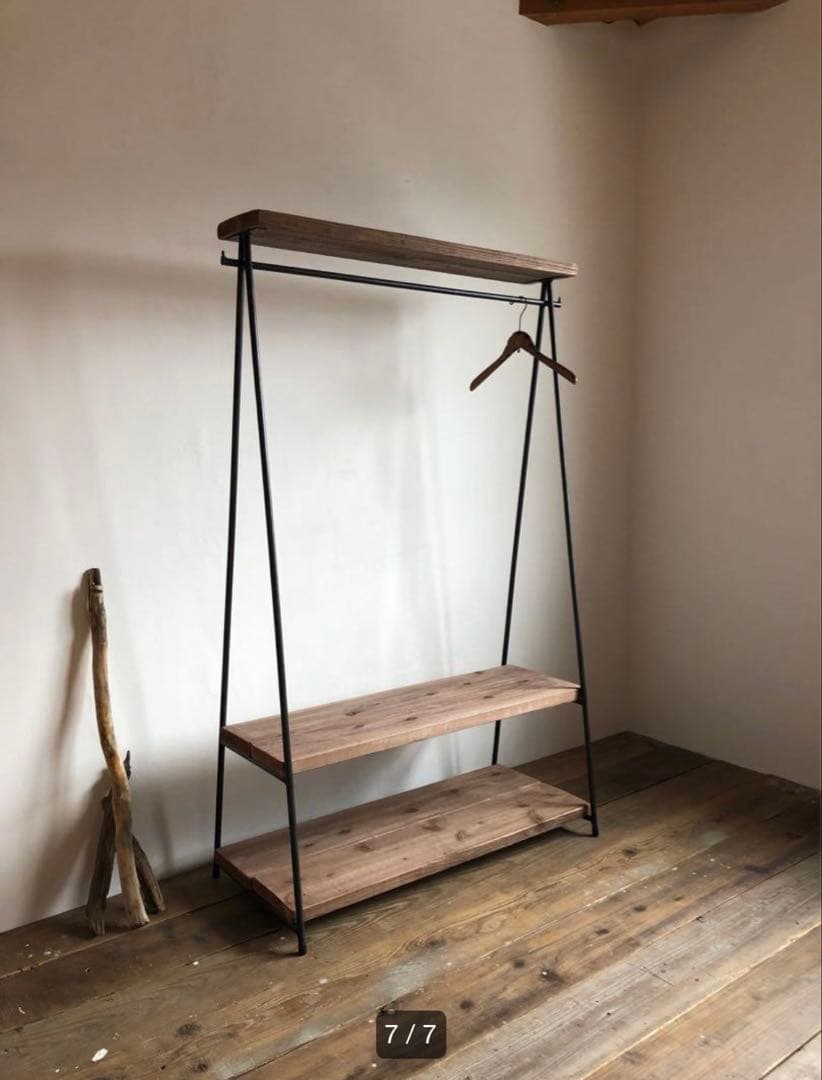 数量限定　特別価格　特大　ハンガーラック　古材　2段　ディスプレイラック