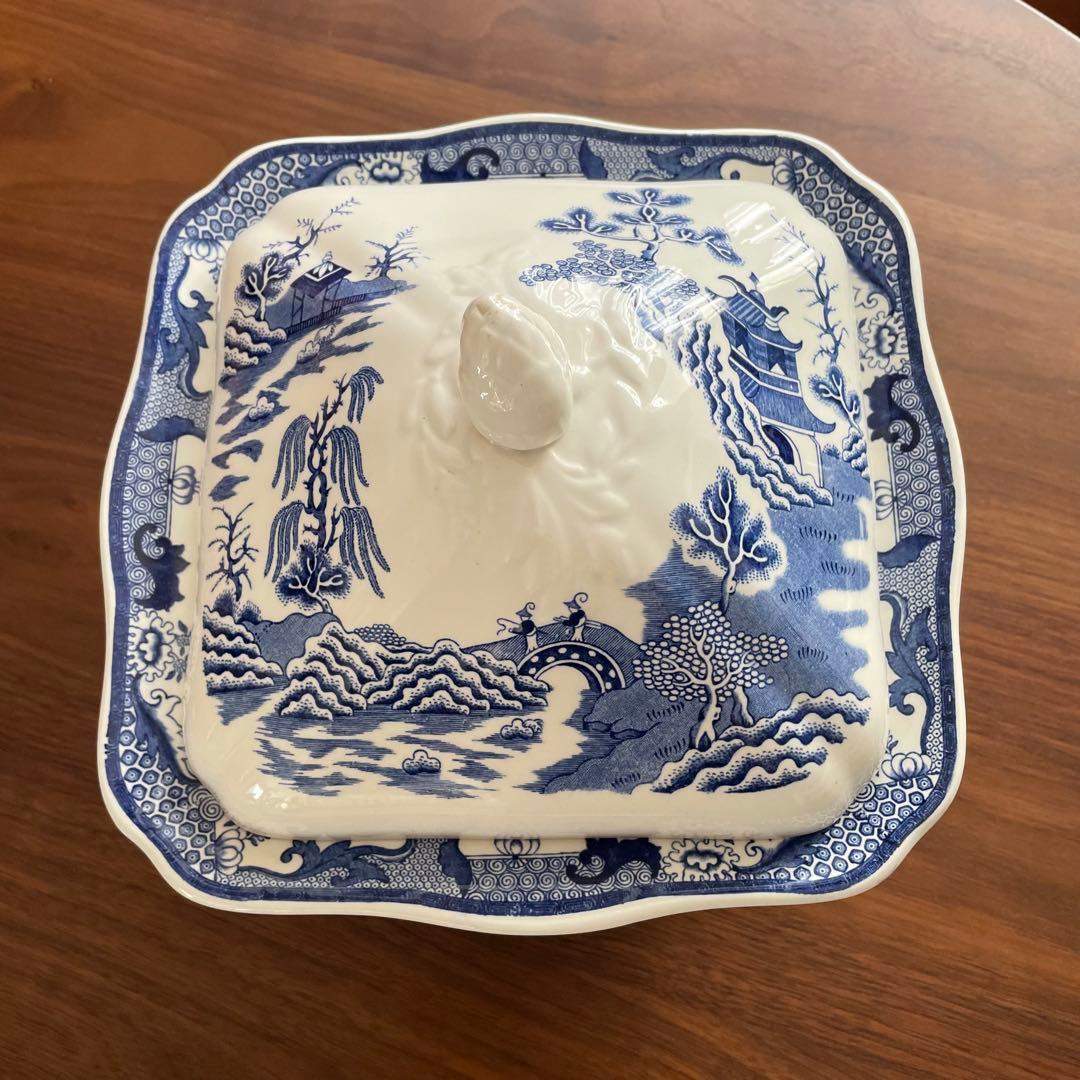 希少！大きめアンティーク MASON'S Willow メイソンズ 蓋付きボウル