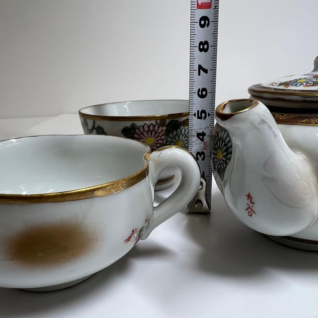 明治時代　九谷焼　上手青粒金襴手　煎茶器セット　東K8-0111☆2F タカサ