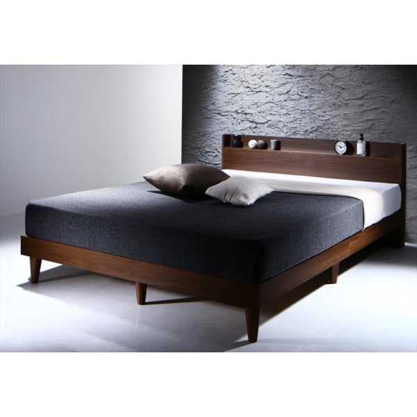 特別奉仕価格　棚・コンセント・マットレス付きすのこベッド　ダブル