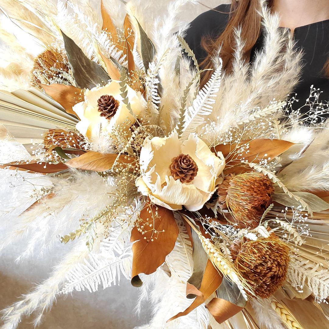 特大　横長スワッグ　パンパスグラス　インテリア　ドライフラワー　スワッグ　撮影