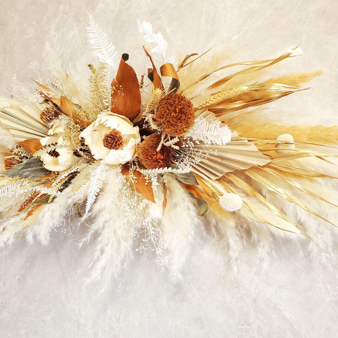 特大　横長スワッグ　パンパスグラス　インテリア　ドライフラワー　スワッグ　撮影