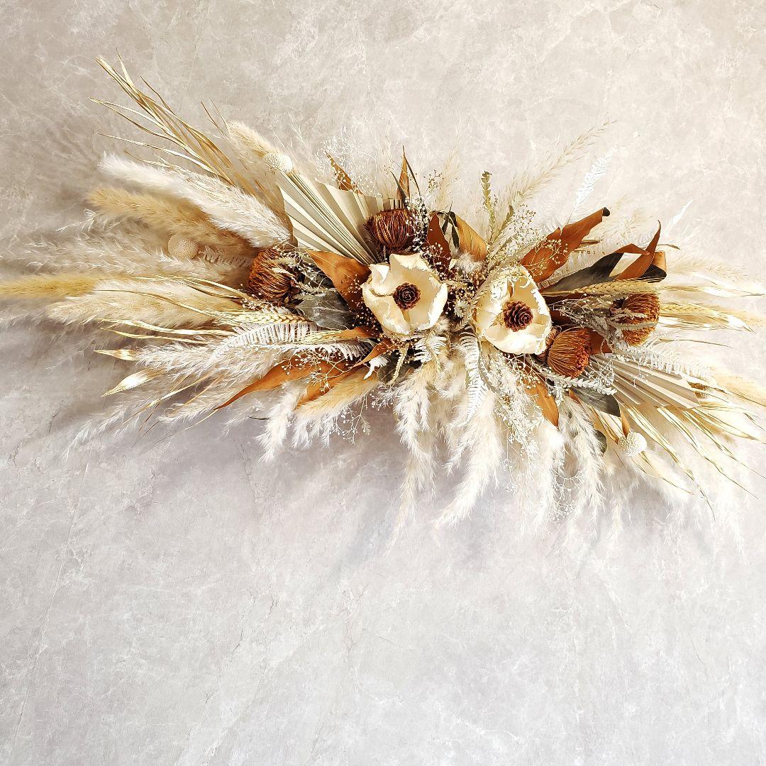 特大　横長スワッグ　パンパスグラス　インテリア　ドライフラワー　スワッグ　撮影