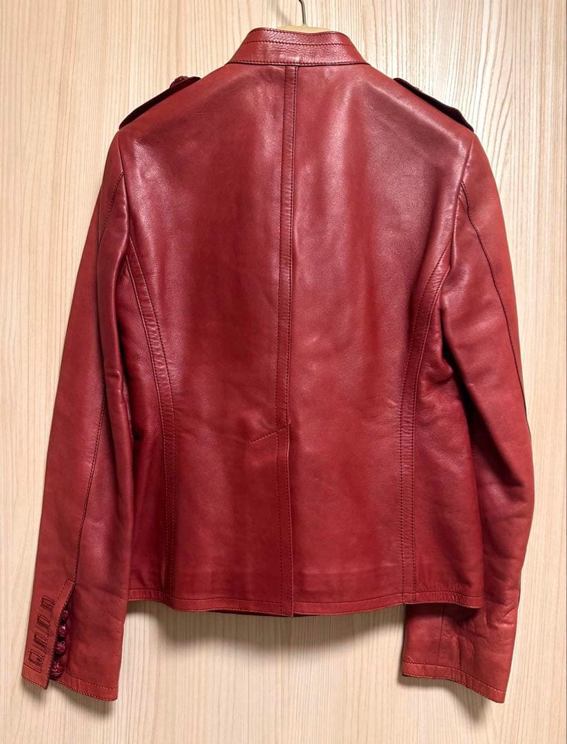 GUCCI 本革 ラム レザージャケット 38 レッド