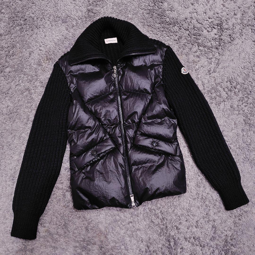 良品 モンクレール ダウン×ニット ハイネックカーディガン レディース 22年