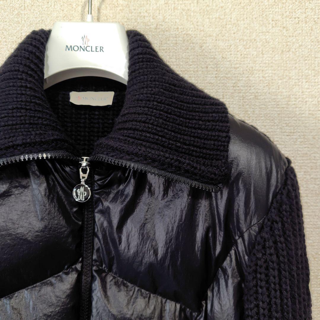 良品 モンクレール ダウン×ニット ハイネックカーディガン レディース 22年
