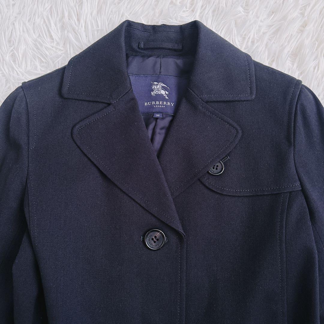 未使用級　バーバリーロンドン　ロングコート　綿　ベルト　ノバチェック　黒　38