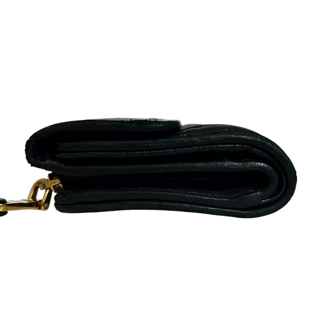 希少✨ミュウミュウ 二つ折り財布 マテラッセ ロゴ金具 レザー ブラック